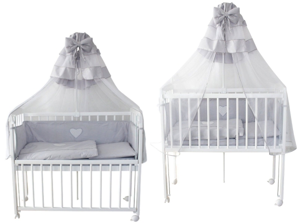 Beistellbett / Kinderbett 90x40 cm incl. Komplettset grau